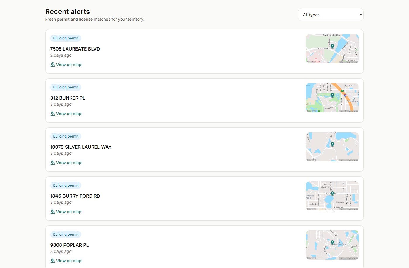 Portafor dashboard showing permit alerts